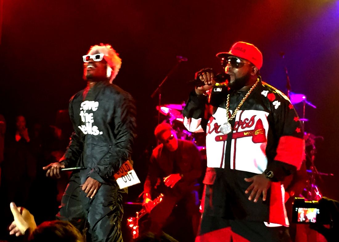 Andre 3000 and Big Boi of OutKast performing together on stage