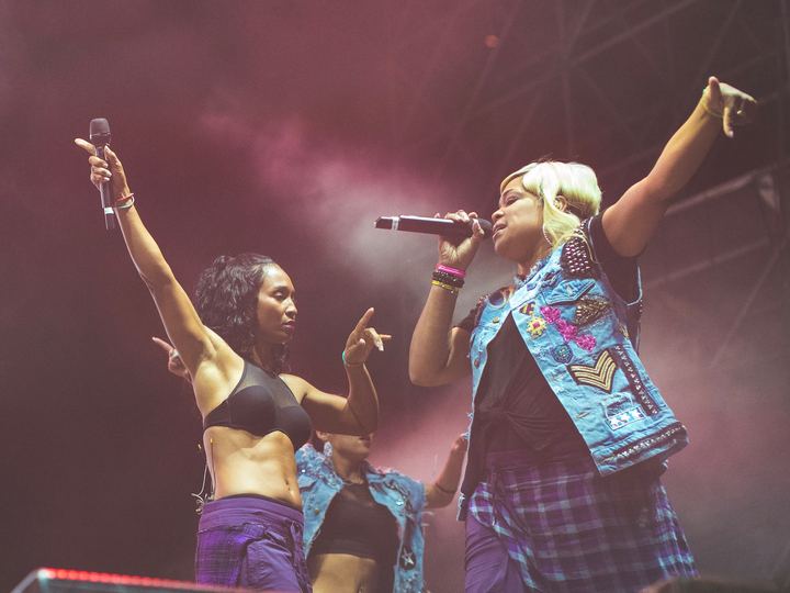 T-Boz and Chilli of TLC performing together on an outdoor stage